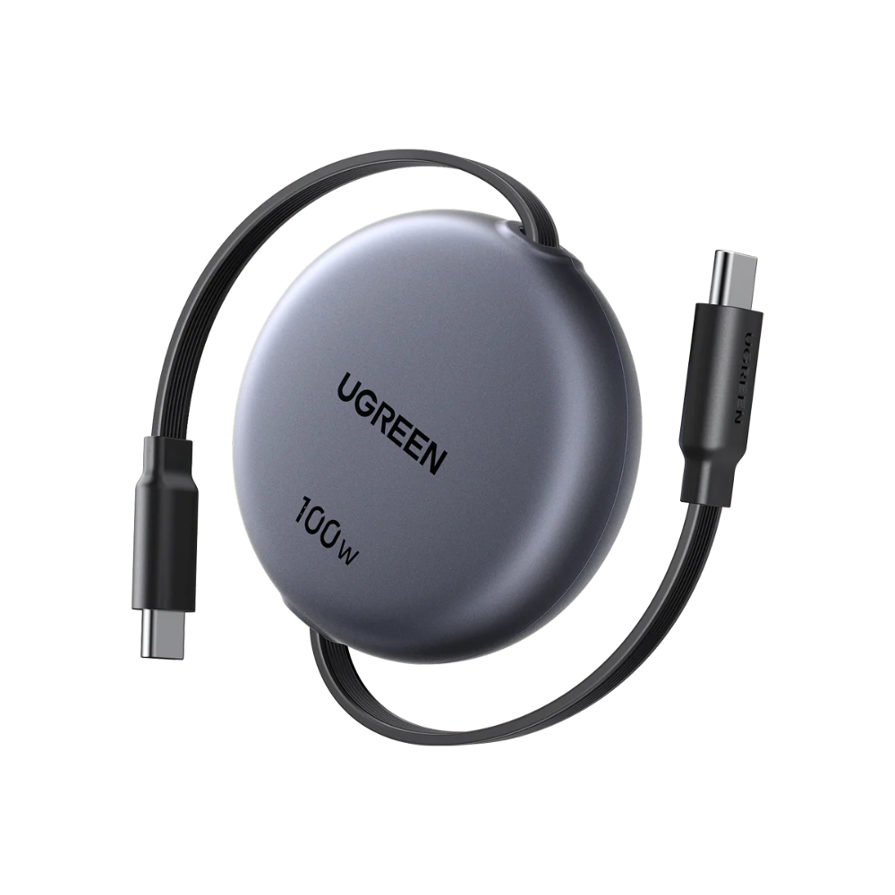 UGREEN UNO 2IN1 QI2 MAGNETIC FOLDABLE WIRELESS STATION BLACK (5) UGREEN 100W NEXODE RETRACTABLE USB-C TO C CABLE BLACK - Image 1