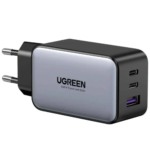 CD244 USB-A+2*USB-C 65W GAN TECH FAST CHARGER BLACK