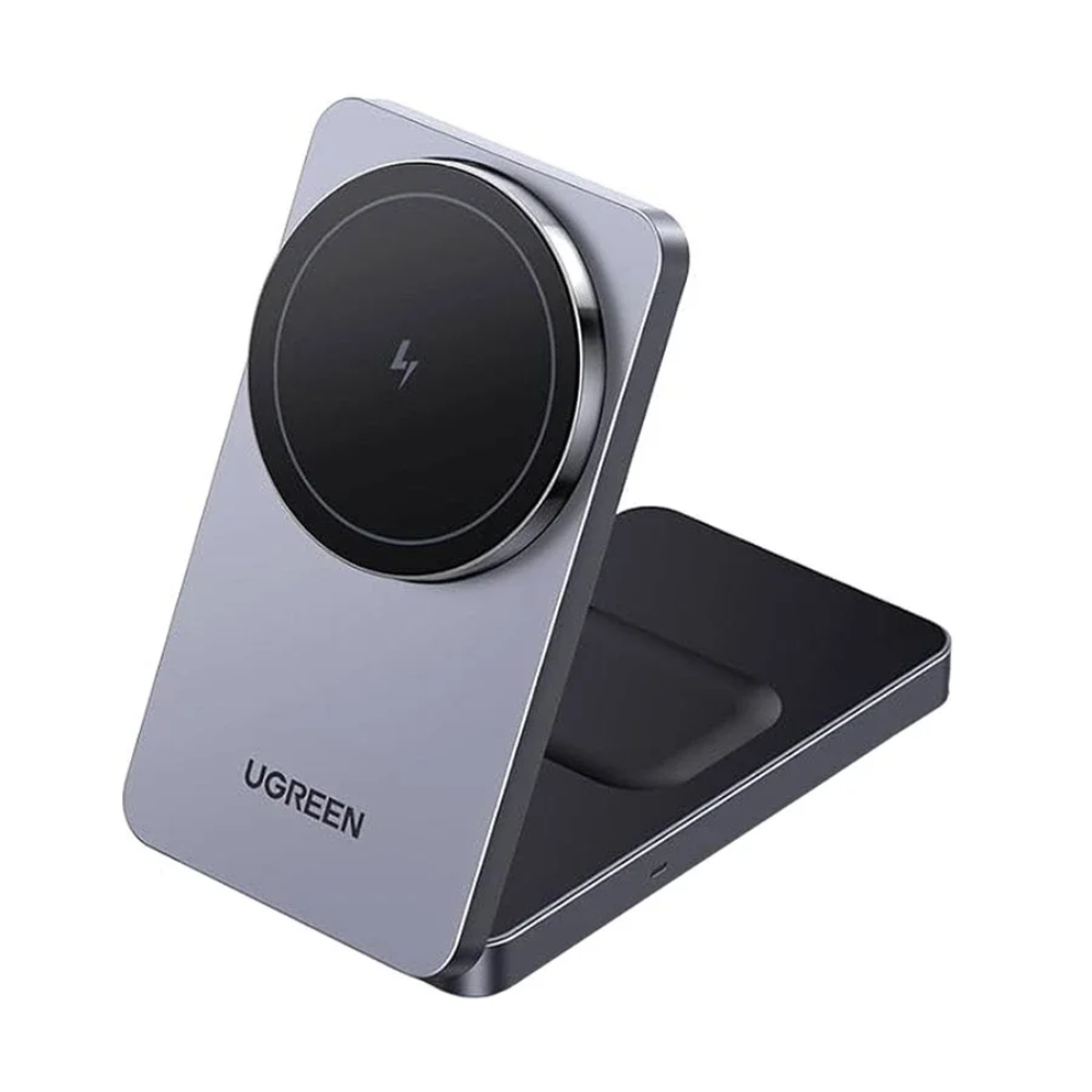 Untitled design (19) W528 2-IN-1 MAGNETIC WIRELESS CHARGER FOR IPHONE + AIRPODDS GREY - Image 1