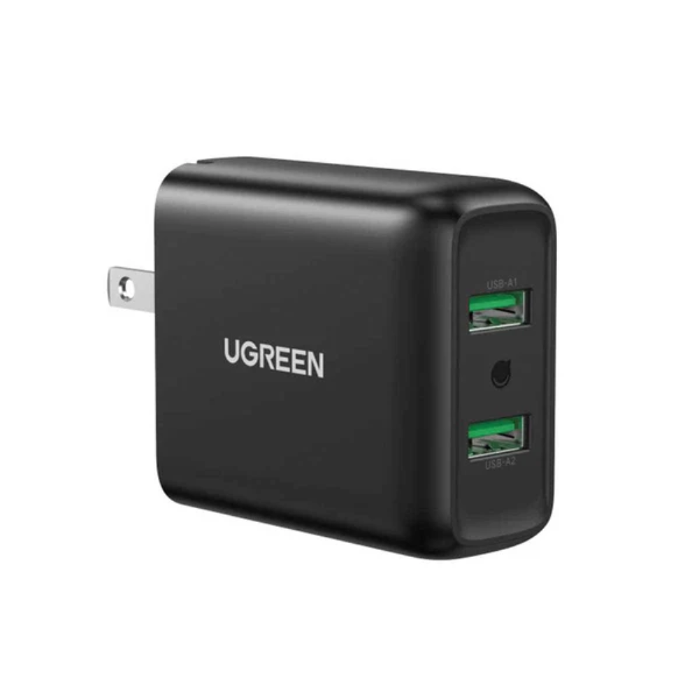 Untitled design (25) UGREEN UG DUAL USB AQC 3.0 36W CHARGER BLACK - Image 1