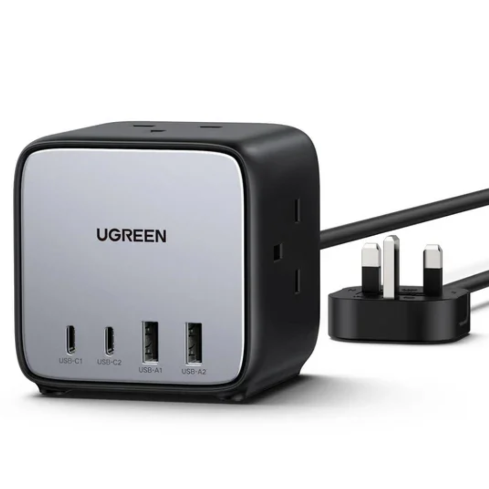 Untitled design (33) UGREEN 65W 2 USB-C 2 USB-A DIGINEST CUBE CHARGER BLACK - Image 1
