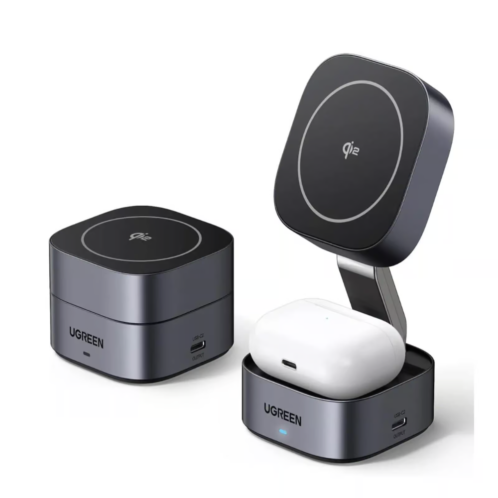 Untitled design (39) UGREEN MAGFLOW QI2 MAGNETIC FOLDABLE CHARGER BLACK - Image 1